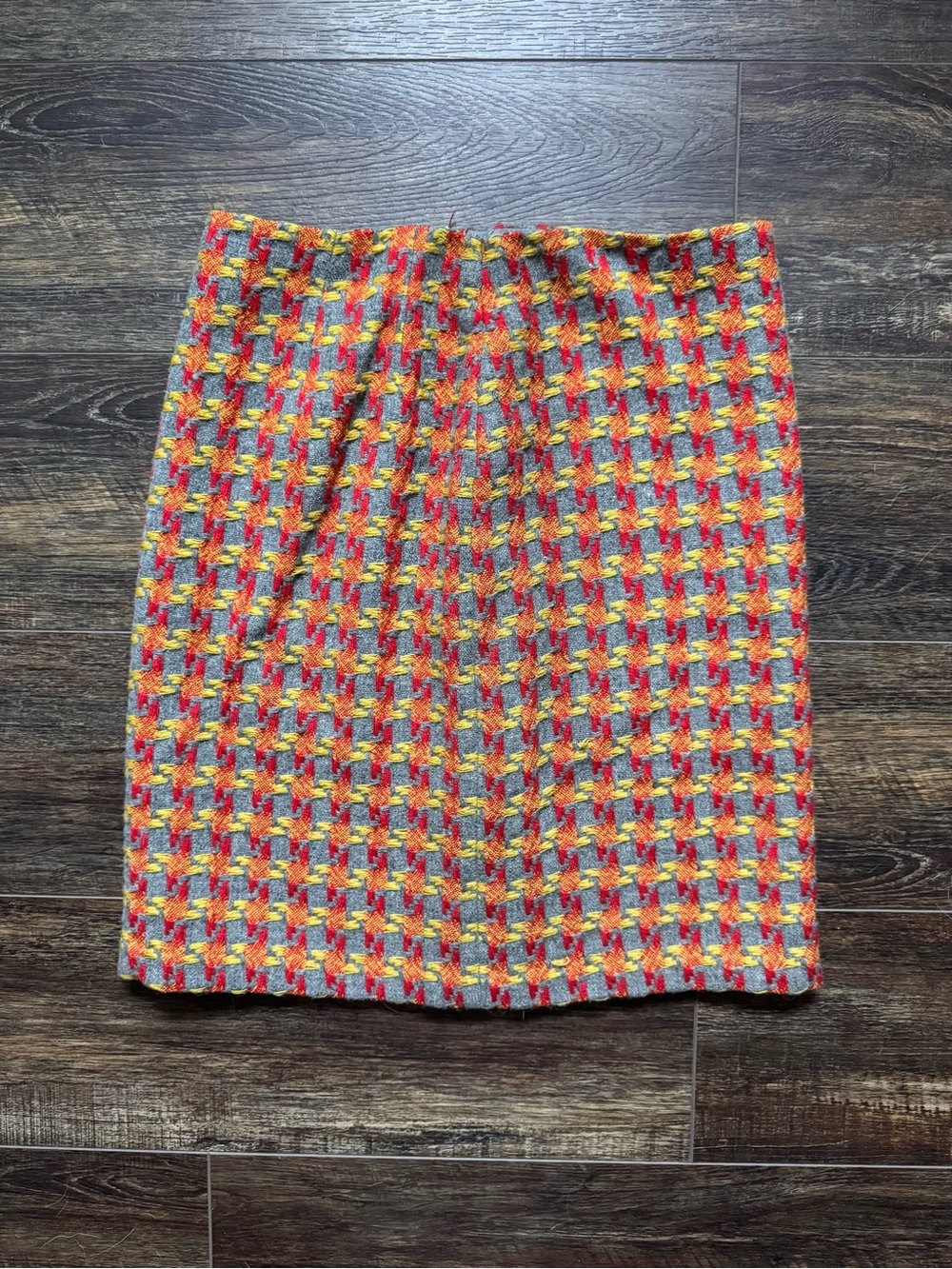 J. McLaughlin 100% Wool Multicolor Tweed Houndstooth Pencil Skirt 0